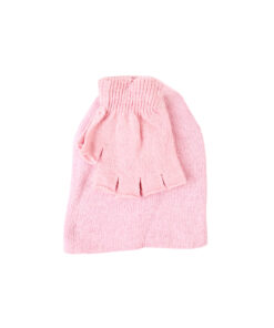 Pink Polyester Beanie & Fingerless Glove Set