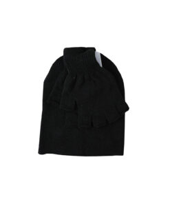 Black Polyester Beanie & Fingerless Glove Set