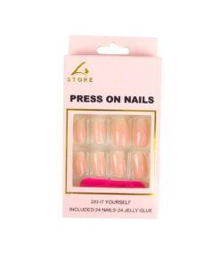 Pink Round Press On Nails 24pc