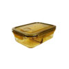 3-Comp Rectangle Amber Borosilicate Glass Container 800ml