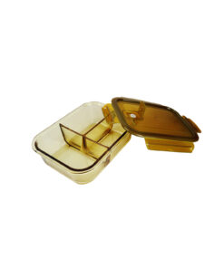 Alternative view of 3-Comp Rectangle Amber Borosilicate Glass Container 800ml