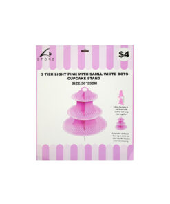 Light Pink With White Dot Cupcake Tier Stand