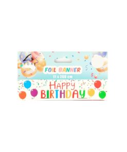 Happy Birthday Foil Banner 11x260cm 1pc