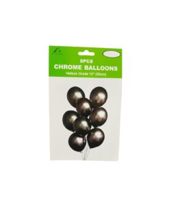 Black Chrome Balloon 12in 8pk