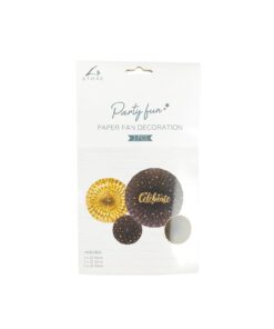 Gold Black Paper Fan Decoration Kit 4pc