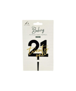 Black 21 Acrylic Cake Topper 12X8cm