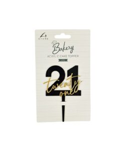 Black 21 Acrylic Cake Topper 12X8cm