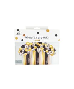 Black Gold Door Fringe with Balloons Kit