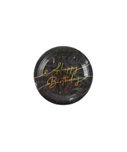 Black Happy Birthday Paper Plate 7in