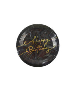 Black Happy Birthday Paper Plate 9in
