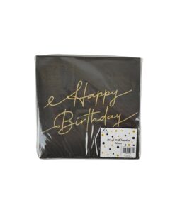 Black Printed Happy Birthday Napkin 33x33cm