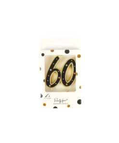 60 Black Gold Double-digit Candle 6.3cm