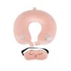 Pink Dinosaur U Shaped Neck Pillow with Eye Mask