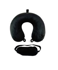 Black U Shaped Neck Pillow with Eye Mask