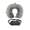 Grey U Shaped Neck Pillow with Eye Mask