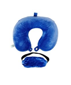 Royal Blue U Shaped Neck Pillow with Eye Mask
