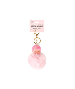 Sleeping Baby Doll Pom Pom Keychain 8x18cm