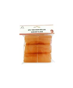 Tan Nylon Hair Rollers 6.3cm 6pc