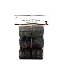 Black Nylon Hair Rollers 6.5cm 6pc
