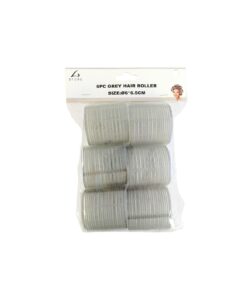 Grey Nylon Hair Rollers 6.5cm 6pc