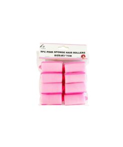 Pink Sponge Hair Rollers 7cm 8pc