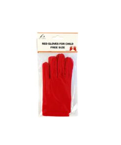 Red Short Plain Gloves Child
