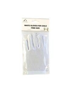 White Short Plain Gloves Child