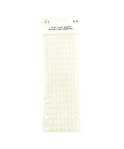 Ivory Heart Rhinestones Stickers 153pc
