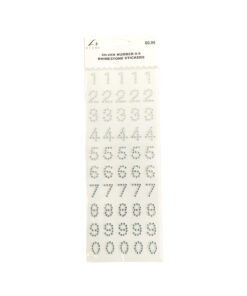 Silver Number 0-9 Rhinestone Stickers