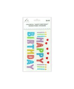 Colorful "HAPPY BIRTHDAY"Rhinestone Stickers 19.5x10cm