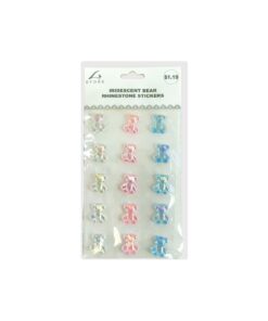 Iridescent Bear Rhinestone Stickers 15pc