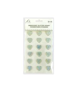 Iridescent Glitter Heart Rhinestone Stickers