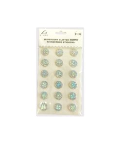 Iridescent Glitter Round Rhinestone Stickers 18pc