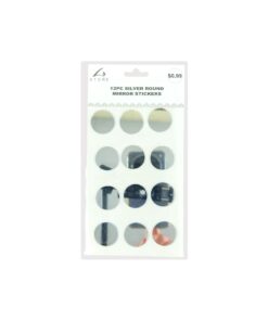 Silver Round Mirror stickers 19.5x10cm 12pc
