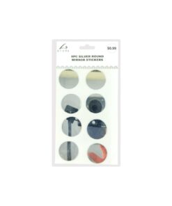 Silver Round Mirror stickers 19.5x10cm 8pc