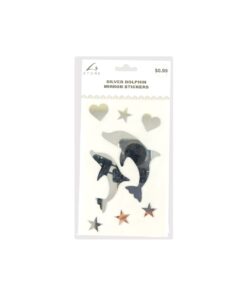 Silver Dolphin Mirror stickers 19.5x10cm