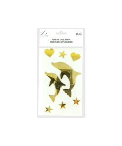 Gold Dolphin Mirror stickers 19.5x10cm