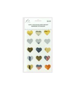 Gold&Silver Heart Mirror stickers 15pc