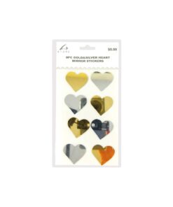 Gold&Silver Heart Mirror stickers 8pc