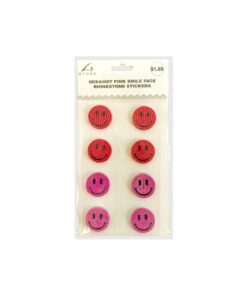 Pink Smile Face Rhinestone Stickers