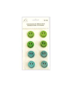 Green Smile Face Rhinestone Stickers