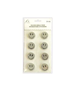 Silver Smile Face Rhinestone Stickers