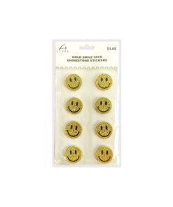 Gold Smile Face Rhinestone Stickers