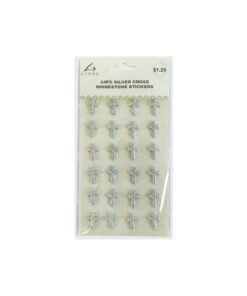 Silver Cross Rhinestone Stickers 24pc
