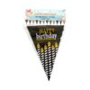 Glitter Black Happy Birthday Triangle Banner 12 flags 3.5m
