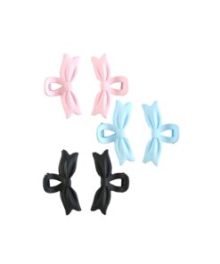 Frosted Bowknot Hair Clip 2pc Assorted