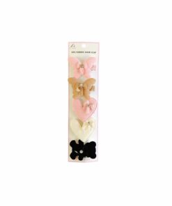 Pink Butterfly Fabric Hair Clip 5pc