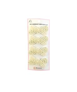 Milky White Bowknot Gem Hair Clip 4pc