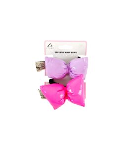 Hot Pink Purple Bow Hair Rope 7.5x9 cm 2pc