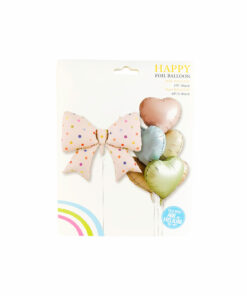 Pastel Heart Bow Foil Balloons 7pc